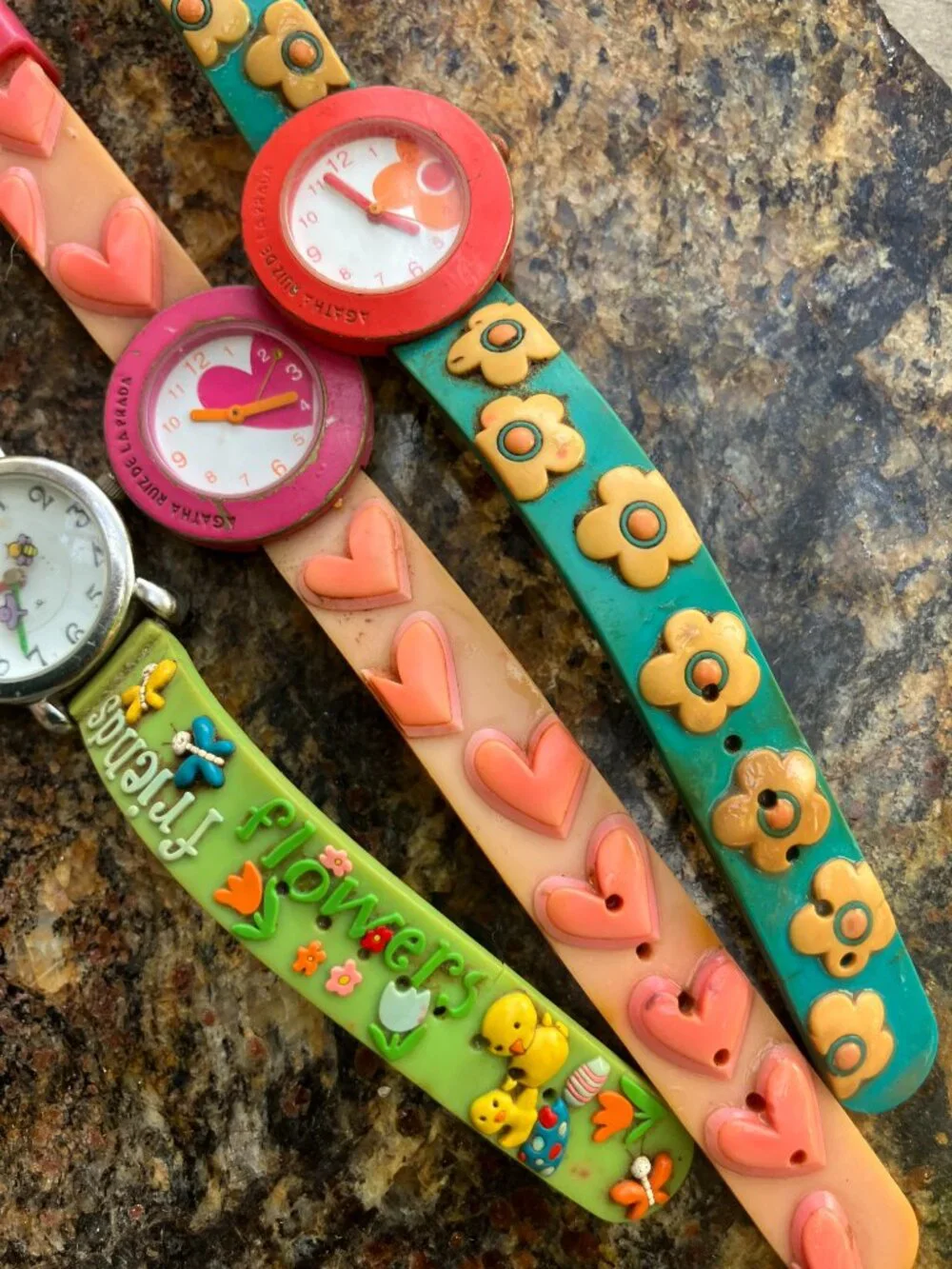 💖 Agatha Ruiz de la Prada Vintage Kids Watches Lot of 3 🌸 Hearts • AS IS